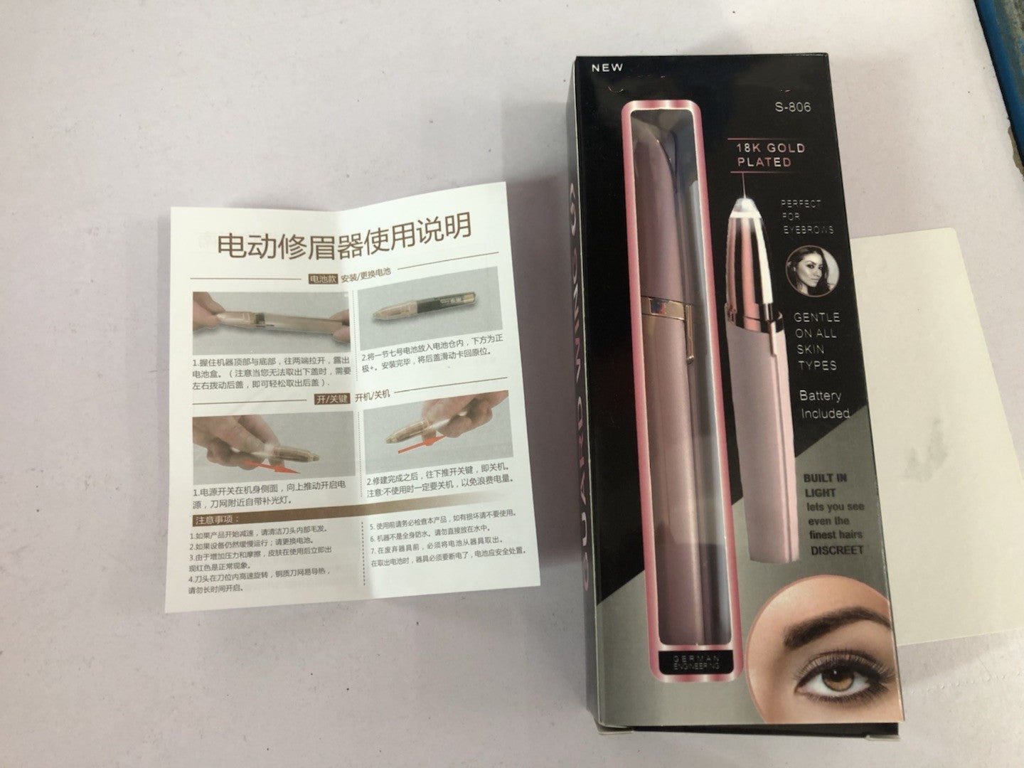 Mini Electric Eyebrow Trimmer with LED Light